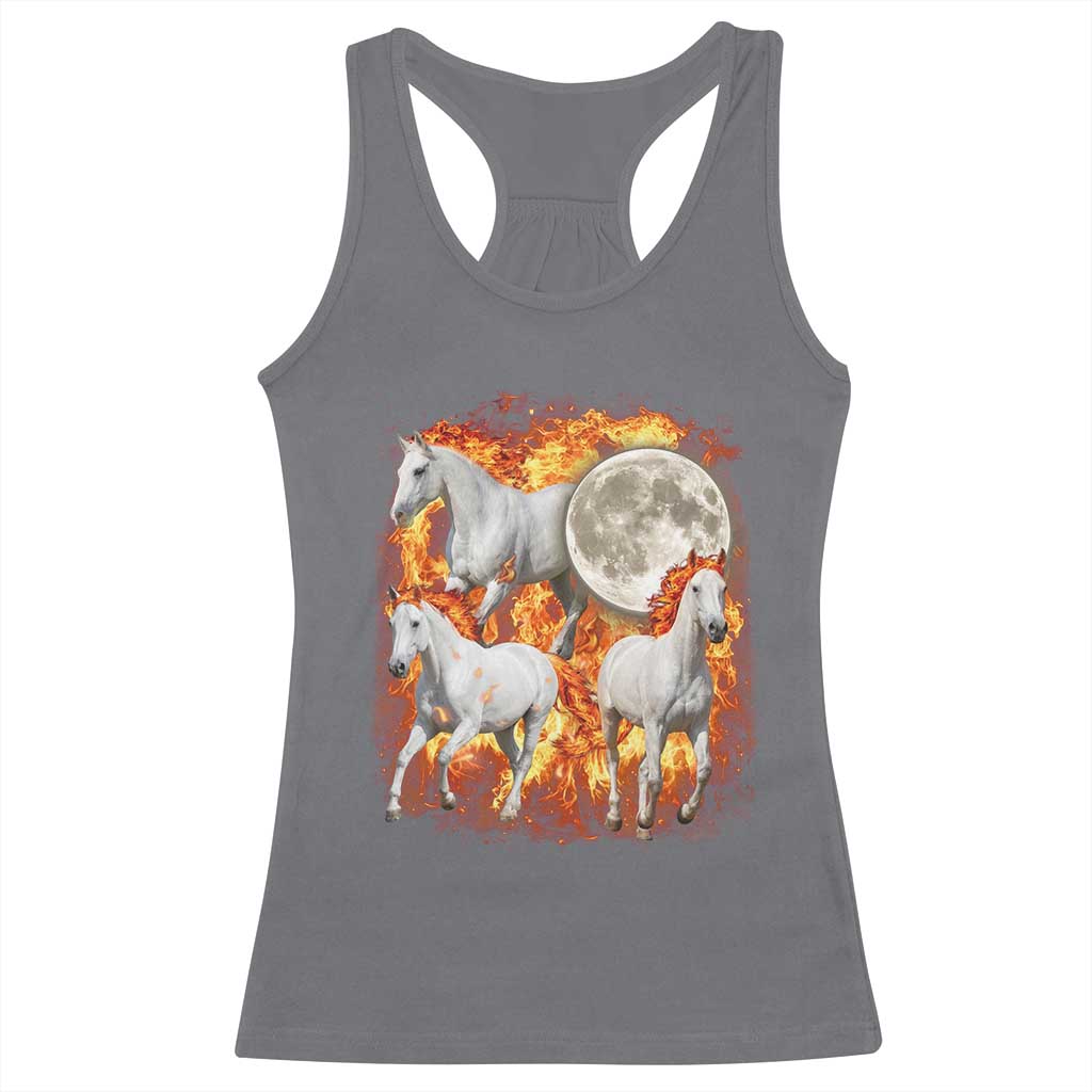 3 Fire Horses Moon Equestrian Racerback Tank Top Year Of The Fire Horse Joke