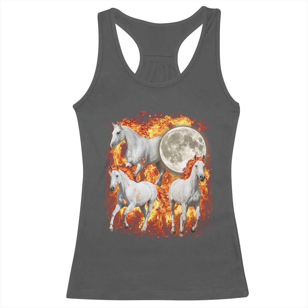 3 Fire Horses Moon Equestrian Racerback Tank Top Year Of The Fire Horse Joke