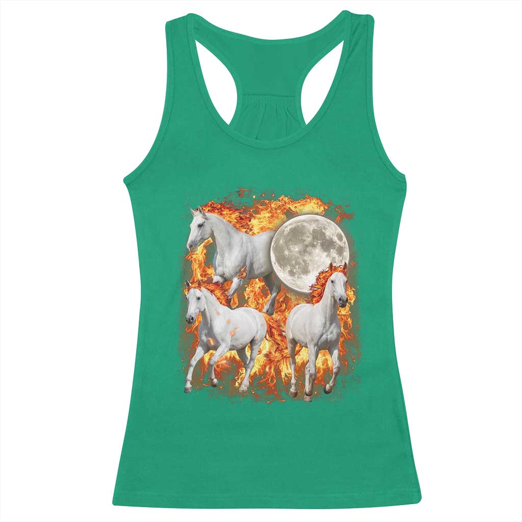 3 Fire Horses Moon Equestrian Racerback Tank Top Year Of The Fire Horse Joke