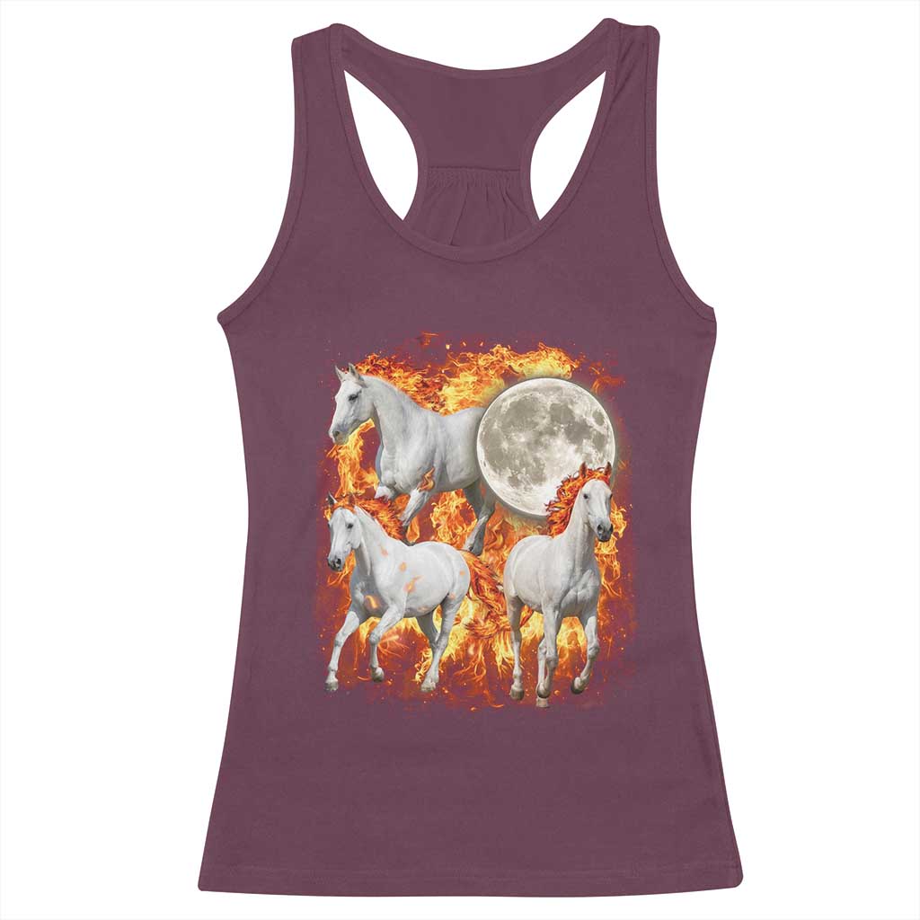 3 Fire Horses Moon Equestrian Racerback Tank Top Year Of The Fire Horse Joke