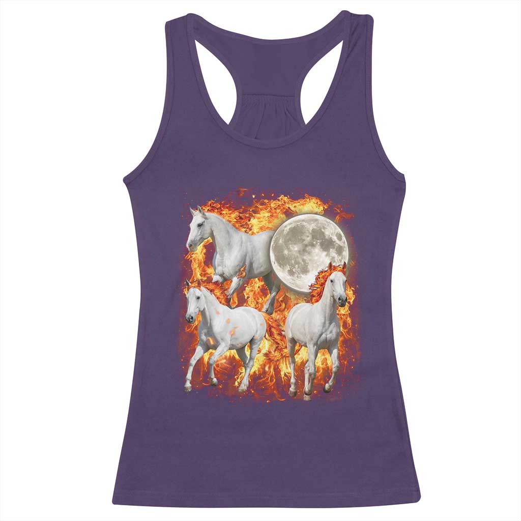 3 Fire Horses Moon Equestrian Racerback Tank Top Year Of The Fire Horse Joke