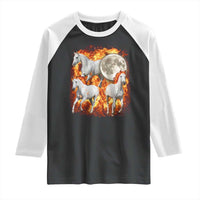 3 Fire Horses Moon Equestrian Raglan Shirt Year Of The Fire Horse Joke