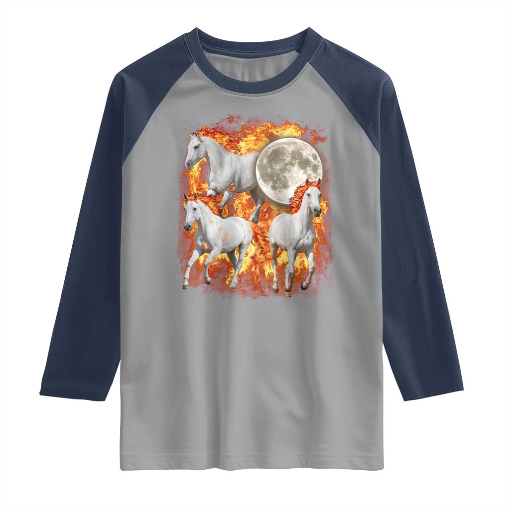 3 Fire Horses Moon Equestrian Raglan Shirt Year Of The Fire Horse Joke