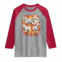 3 Fire Horses Moon Equestrian Raglan Shirt Year Of The Fire Horse Joke