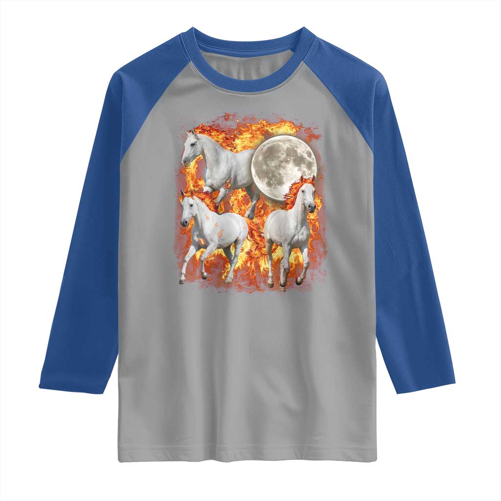 3 Fire Horses Moon Equestrian Raglan Shirt Year Of The Fire Horse Joke