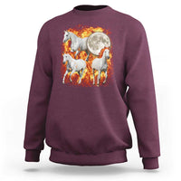 3 Fire Horses Moon Equestrian Sweatshirt Year Of The Fire Horse Joke