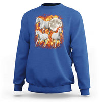 3 Fire Horses Moon Equestrian Sweatshirt Year Of The Fire Horse Joke