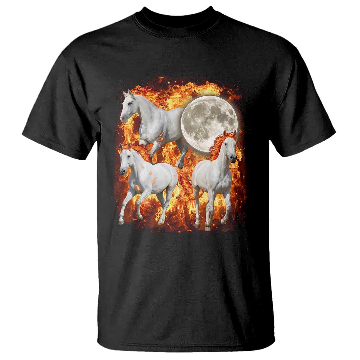 3 Fire Horses Moon Equestrian T Shirt Year Of The Fire Horse Joke