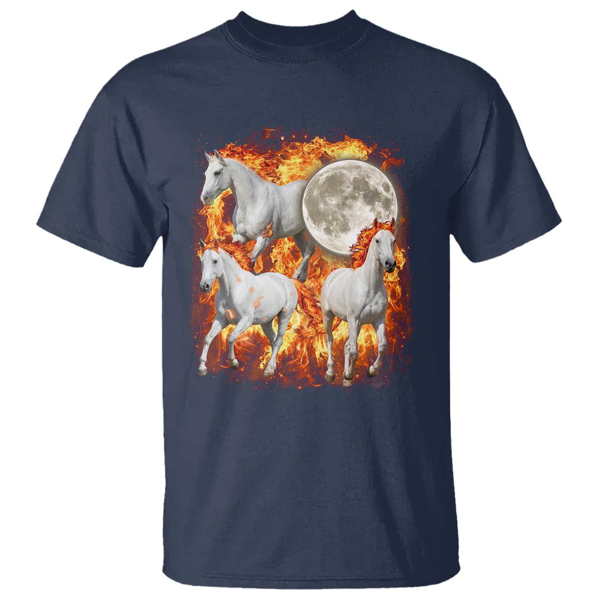 3 Fire Horses Moon Equestrian T Shirt Year Of The Fire Horse Joke
