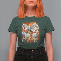 3 Fire Horses Moon Equestrian T Shirt For Women Year Of The Fire Horse Joke