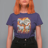 3 Fire Horses Moon Equestrian T Shirt For Women Year Of The Fire Horse Joke