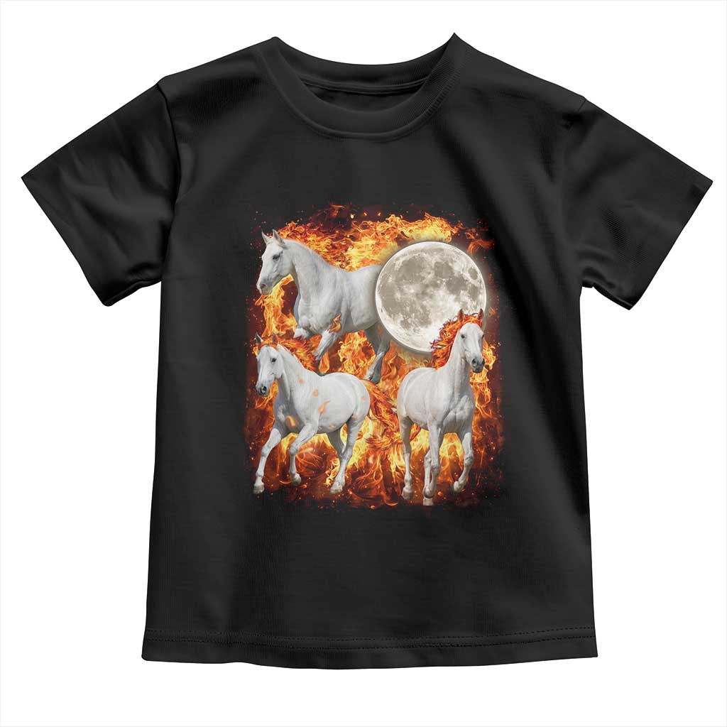 3 Fire Horses Moon Equestrian Toddler T Shirt Year Of The Fire Horse Joke