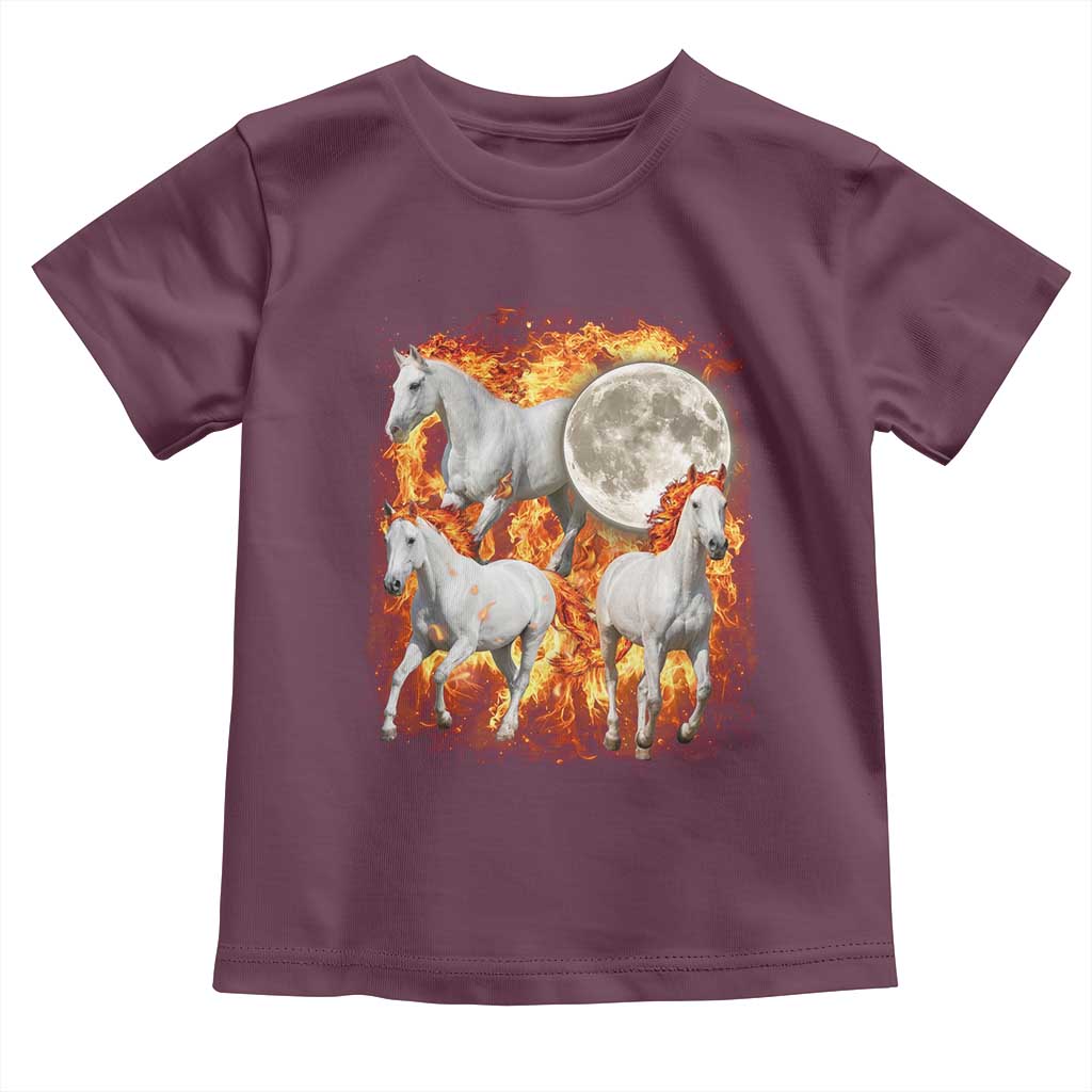 3 Fire Horses Moon Equestrian Toddler T Shirt Year Of The Fire Horse Joke