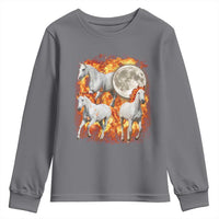 3 Fire Horses Moon Equestrian Youth Sweatshirt Year Of The Fire Horse Joke