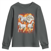 3 Fire Horses Moon Equestrian Youth Sweatshirt Year Of The Fire Horse Joke