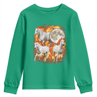 3 Fire Horses Moon Equestrian Youth Sweatshirt Year Of The Fire Horse Joke