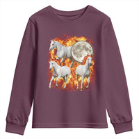 3 Fire Horses Moon Equestrian Youth Sweatshirt Year Of The Fire Horse Joke