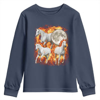 3 Fire Horses Moon Equestrian Youth Sweatshirt Year Of The Fire Horse Joke