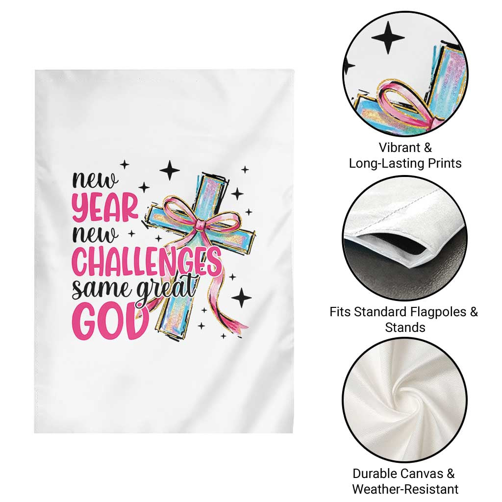 New Year New Challenges Same Great God Garden Flag Christian New Year Eve - Wonder Print Shop