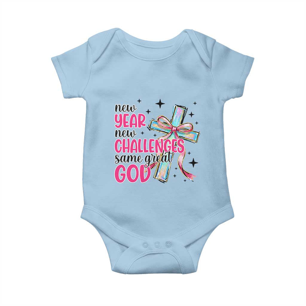 New Year New Challenges Same Great God Baby Onesie Christian New Year Eve - Wonder Print Shop