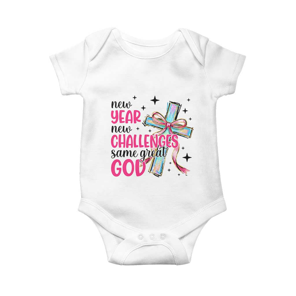 New Year New Challenges Same Great God Baby Onesie Christian New Year Eve - Wonder Print Shop