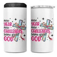 New Year New Challenges Same Great God 4 in 1 Can Cooler Tumbler Christian New Year Eve - Wonder Print Shop