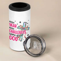 New Year New Challenges Same Great God 4 in 1 Can Cooler Tumbler Christian New Year Eve - Wonder Print Shop