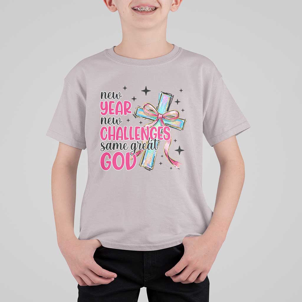 New Year New Challenges Same Great God T Shirt For Kid Christian New Year Eve - Wonder Print Shop