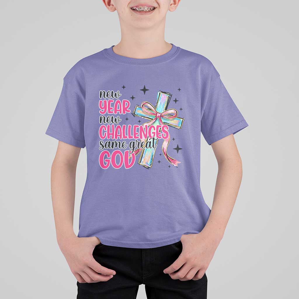New Year New Challenges Same Great God T Shirt For Kid Christian New Year Eve - Wonder Print Shop