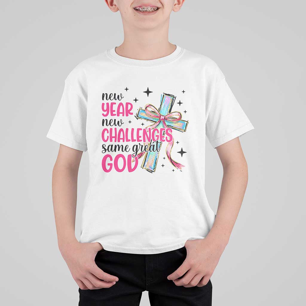 New Year New Challenges Same Great God T Shirt For Kid Christian New Year Eve - Wonder Print Shop