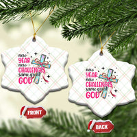 New Year New Challenges Same Great God Ceramic Ornament Christian New Year Eve - Wonder Print Shop