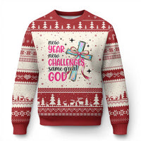 New Year New Challenges Same Great God Ugly Christmas Sweater Christian New Year Eve - Wonder Print Shop