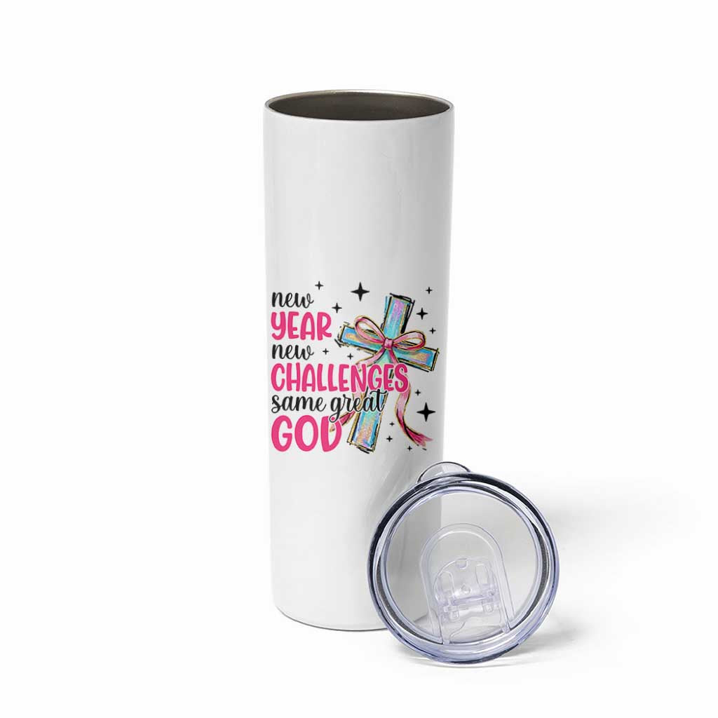 New Year New Challenges Same Great God Skinny Tumbler Christian New Year Eve - Wonder Print Shop