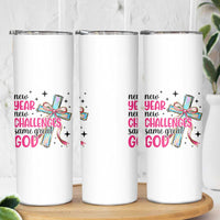 New Year New Challenges Same Great God Skinny Tumbler Christian New Year Eve - Wonder Print Shop