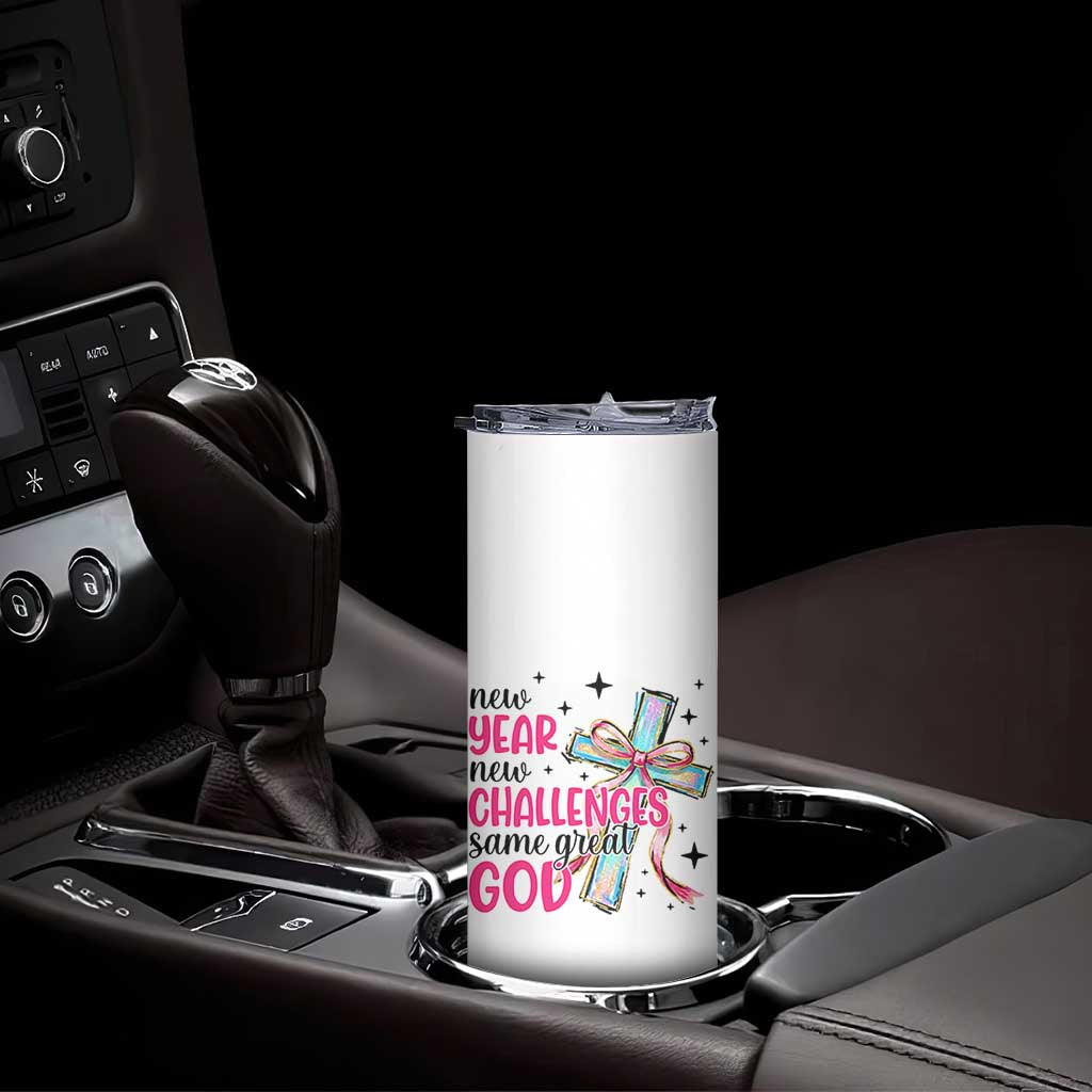 New Year New Challenges Same Great God Skinny Tumbler Christian New Year Eve - Wonder Print Shop