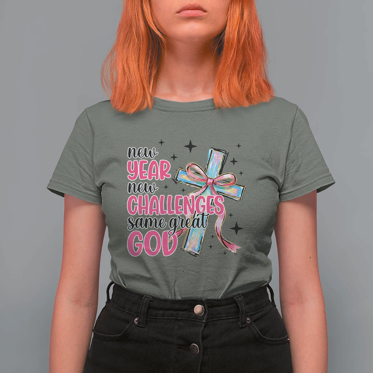 New Year New Challenges Same Great God T Shirt For Women Christian New Year Eve - Wonder Print Shop