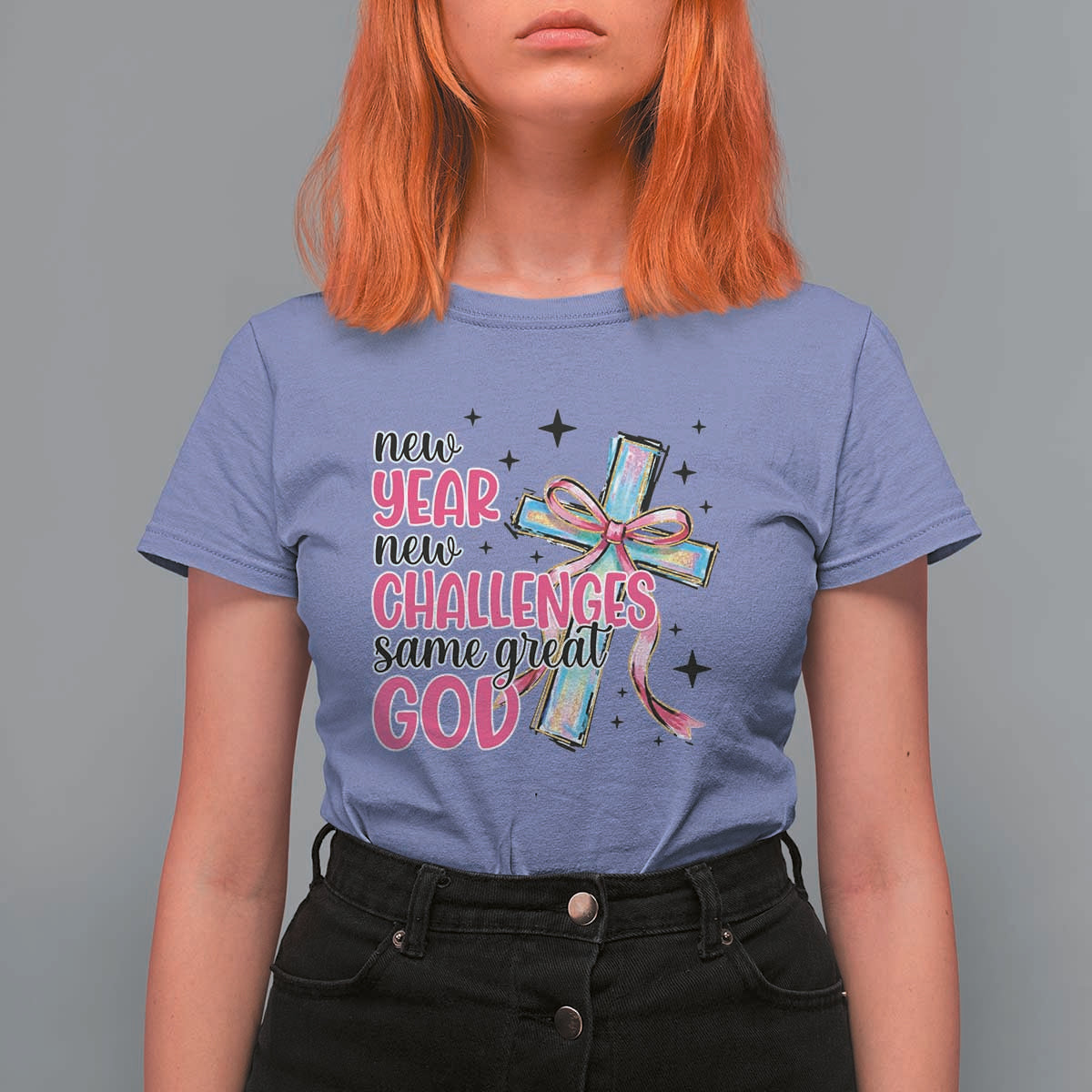 New Year New Challenges Same Great God T Shirt For Women Christian New Year Eve - Wonder Print Shop