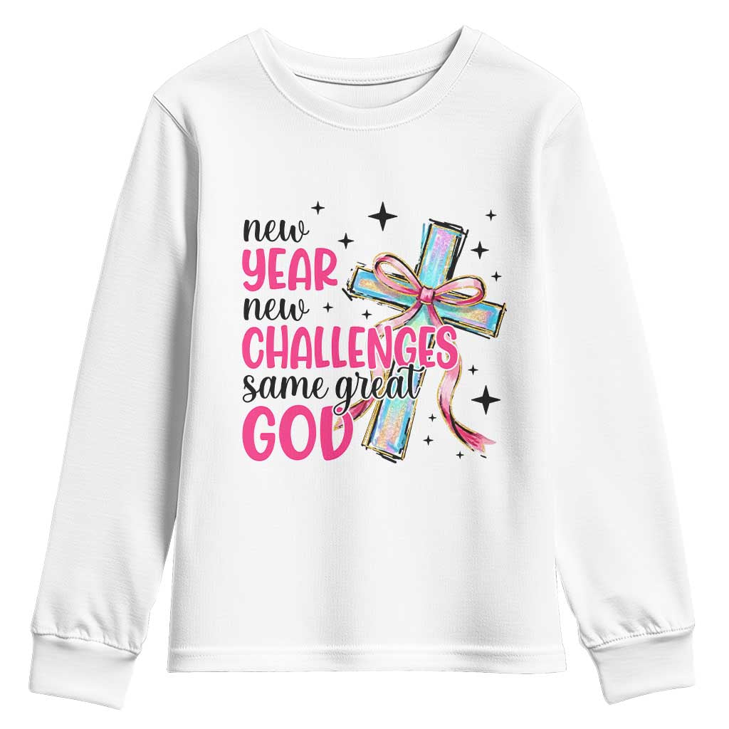 New Year New Challenges Same Great God Youth Sweatshirt Christian New Year Eve - Wonder Print Shop