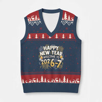 Funny 67 New Year V-Neck Knit Sweater Vest Happy New Year Welcome To 2026 7 - Wonder Print Shop