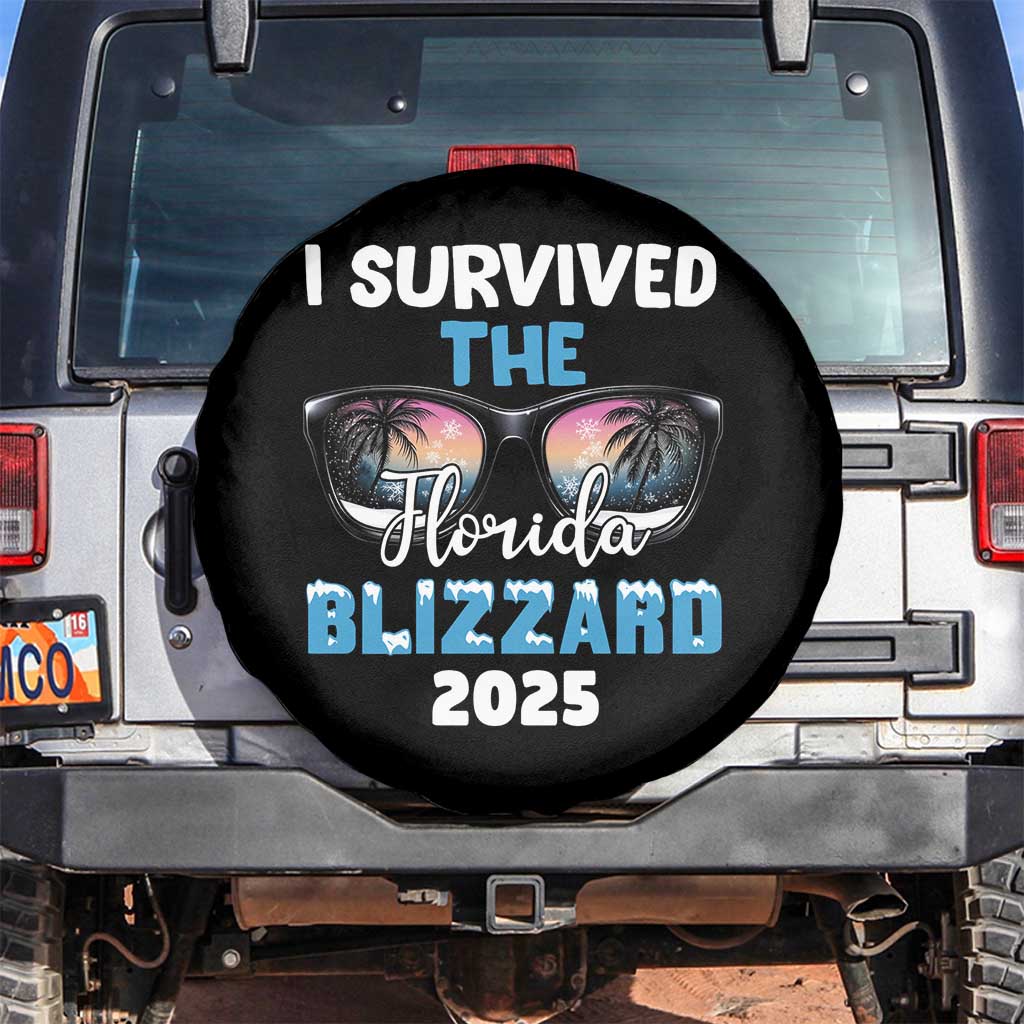 Funny I Survived The Florida Blizzarad Spare Tire Cover Snow Sunglasses