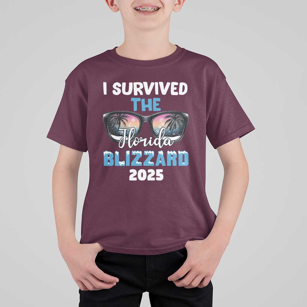 Funny I Survived The Florida Blizzarad T Shirt For Kid Snow Sunglasses