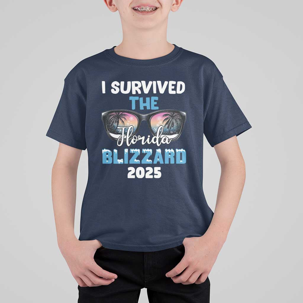 Funny I Survived The Florida Blizzarad T Shirt For Kid Snow Sunglasses
