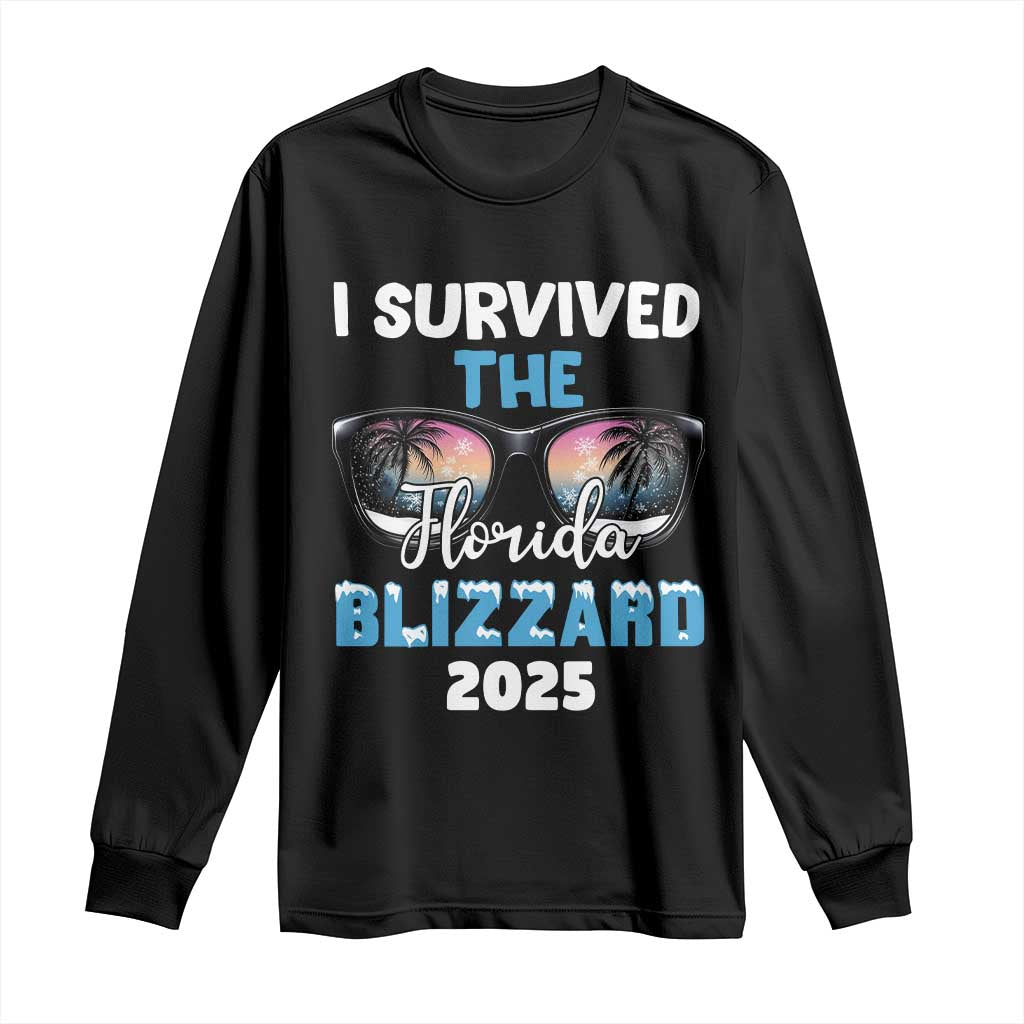 Funny I Survived The Florida Blizzarad Long Sleeve Shirt Snow Sunglasses