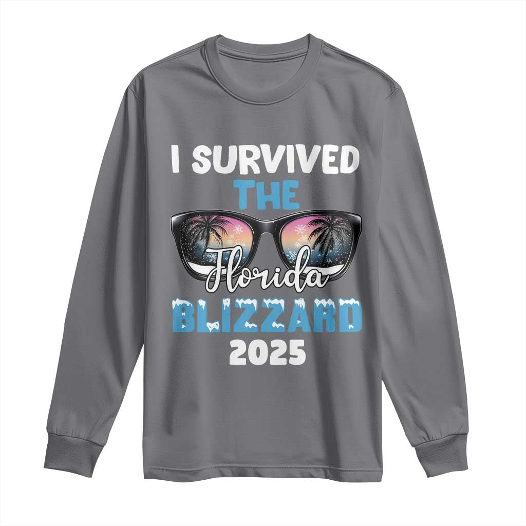 Funny I Survived The Florida Blizzarad Long Sleeve Shirt Snow Sunglasses