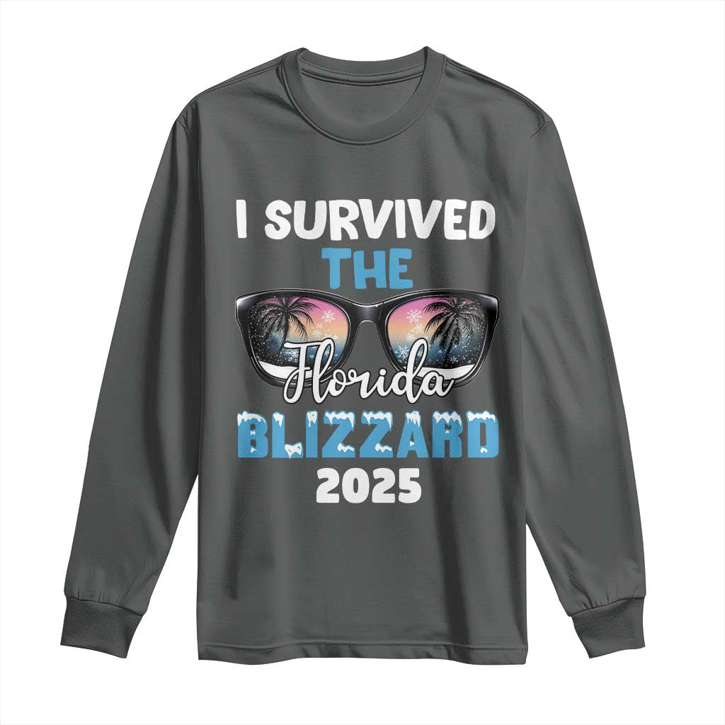Funny I Survived The Florida Blizzarad Long Sleeve Shirt Snow Sunglasses