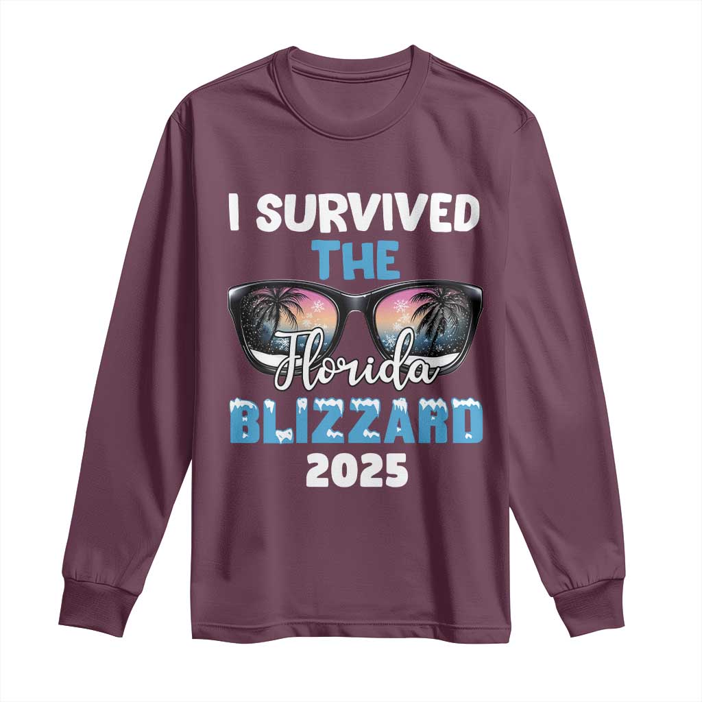 Funny I Survived The Florida Blizzarad Long Sleeve Shirt Snow Sunglasses