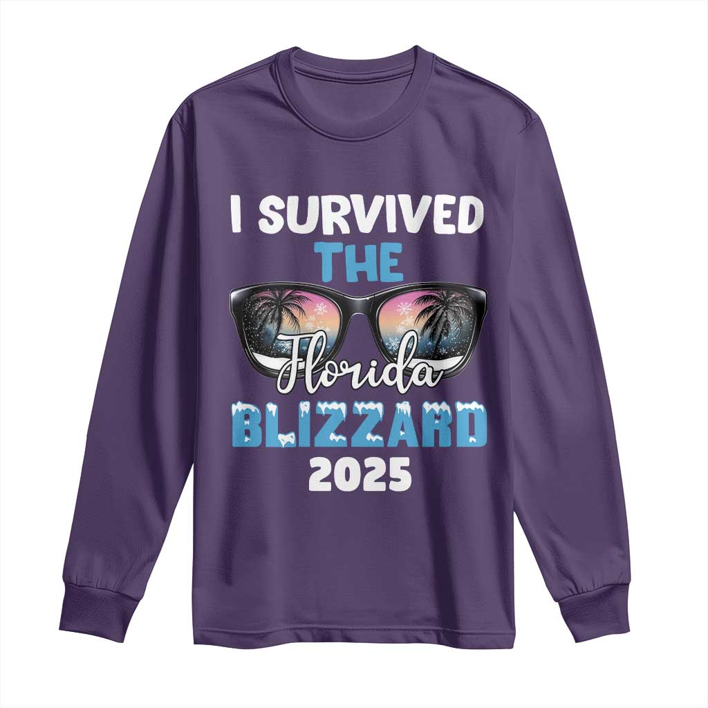 Funny I Survived The Florida Blizzarad Long Sleeve Shirt Snow Sunglasses