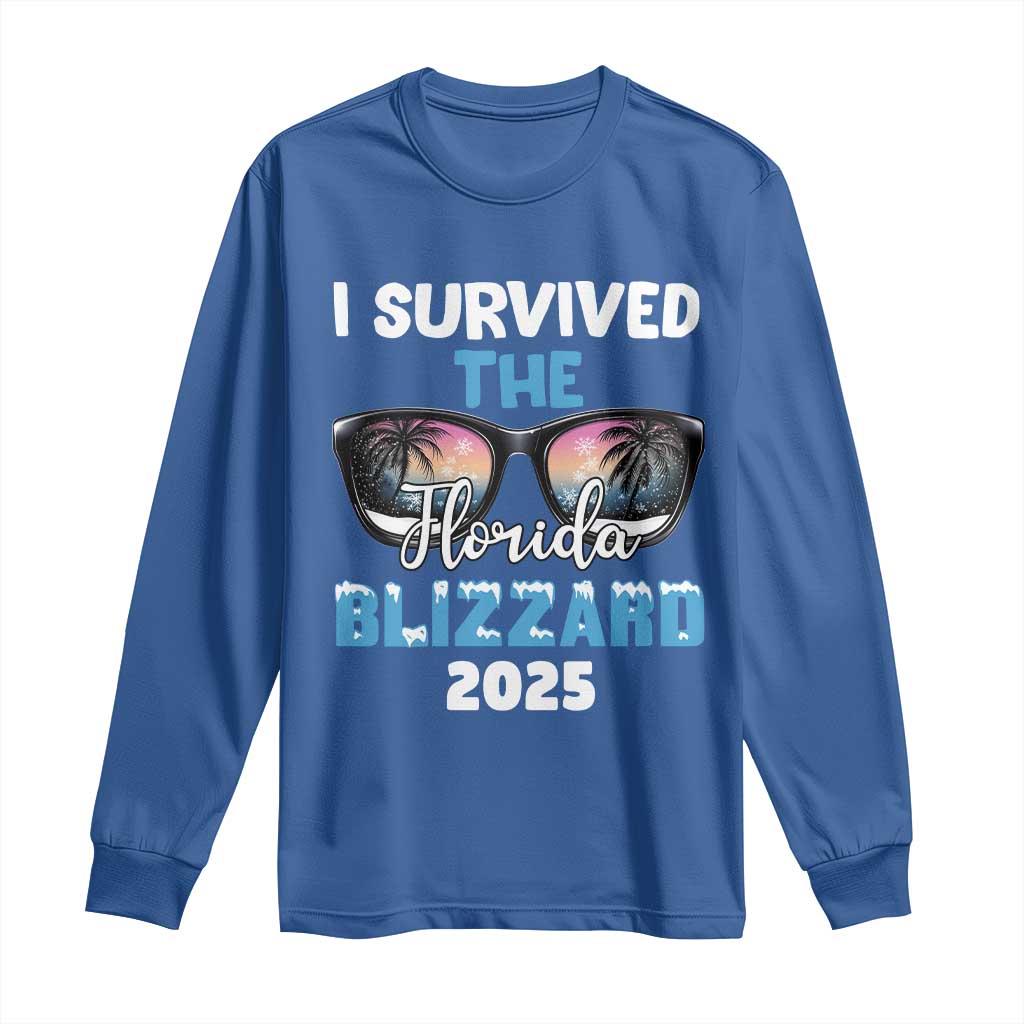 Funny I Survived The Florida Blizzarad Long Sleeve Shirt Snow Sunglasses