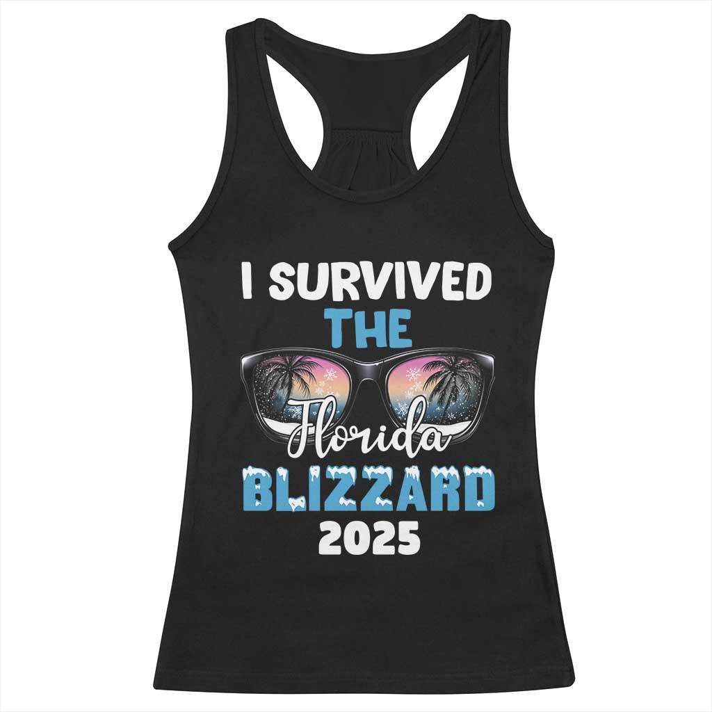 Funny I Survived The Florida Blizzarad Racerback Tank Top Snow Sunglasses