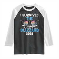 Funny I Survived The Florida Blizzarad Raglan Shirt Snow Sunglasses